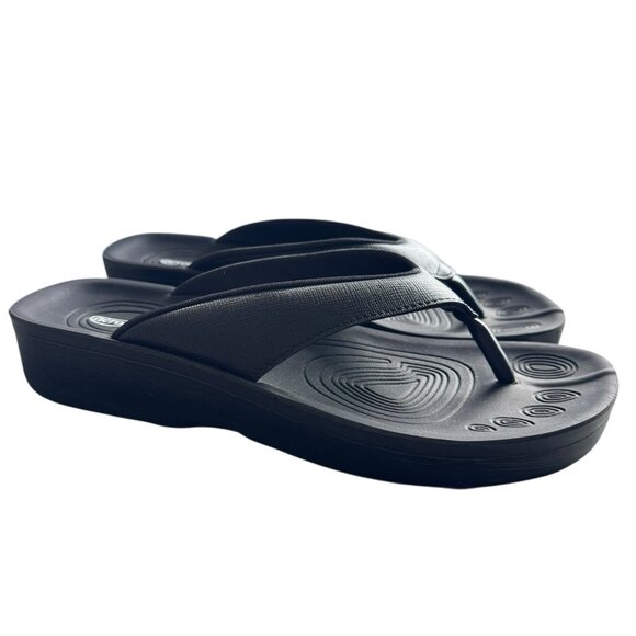 Aerothotic Women’s Comfort Orthotic Flip Flop thong Sandals Black Size 38 8 New - Picture 1 of 6